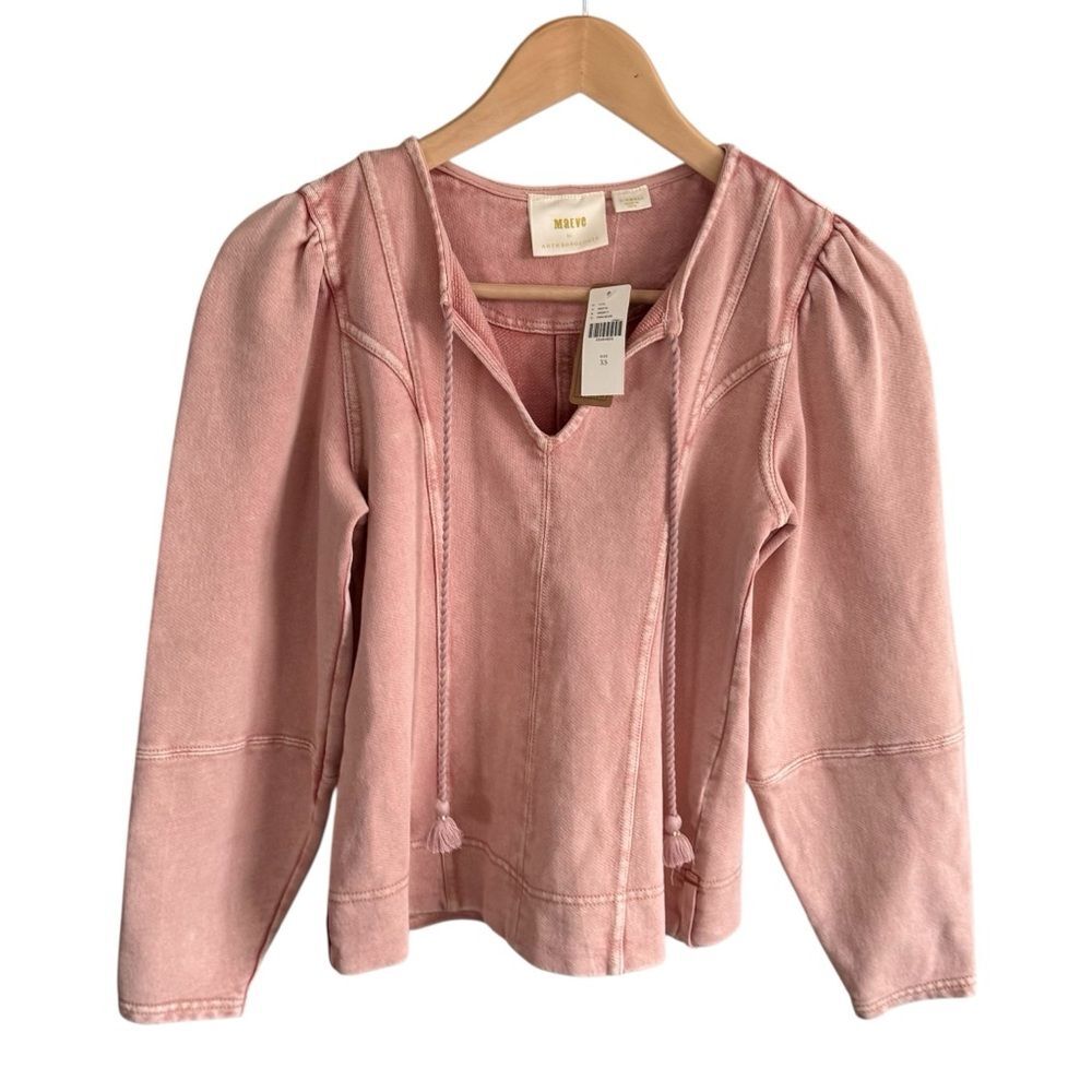 Anthropologie Women’s Maeve Jeanne Puff-Sleeved Pullover Sweatshirt XS NWT New